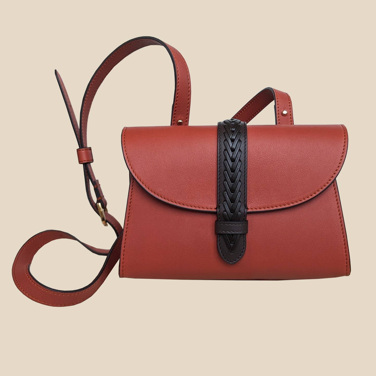 BORSA AIDA MINI CONVERT TERRACOTTA IN PELLE LISCIA