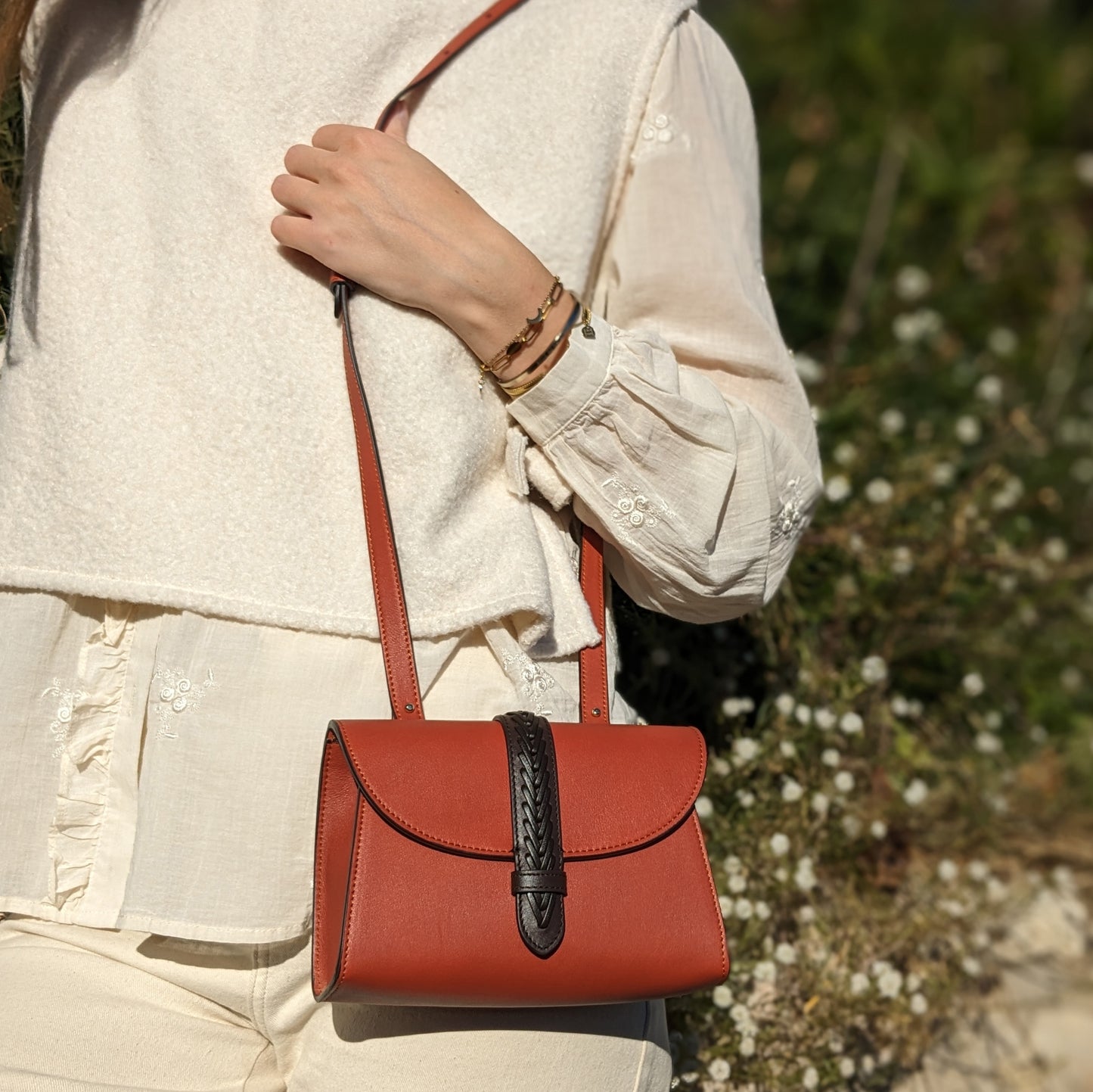BORSA AIDA MINI CONVERT TERRACOTTA IN PELLE LISCIA
